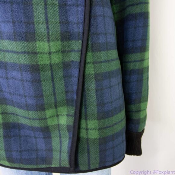 NWT JACHS Girlfriend green blue plaid Buffalo Sherpa jacket, size M - Picture 7 of 16